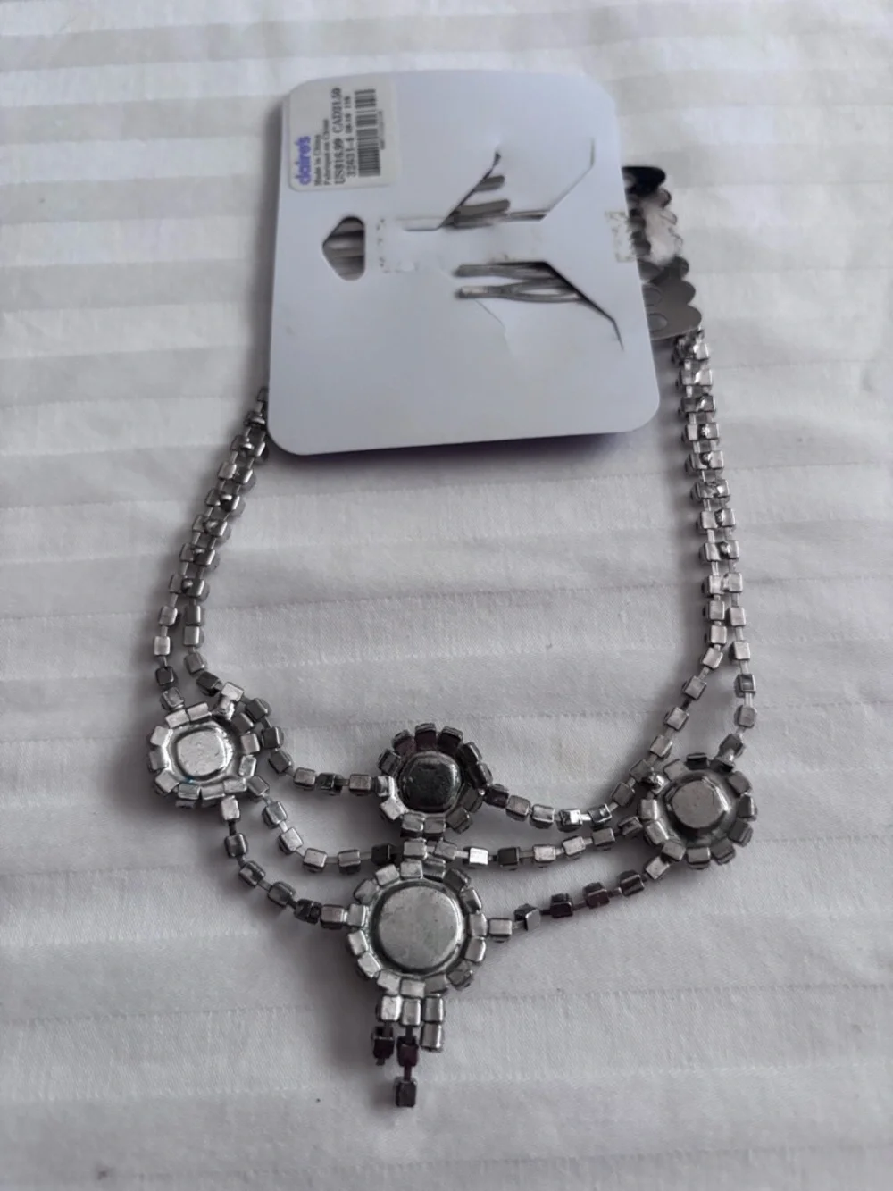 Claire's Silver Rhinestone Layered Hair Chain - Picture 2 of 2